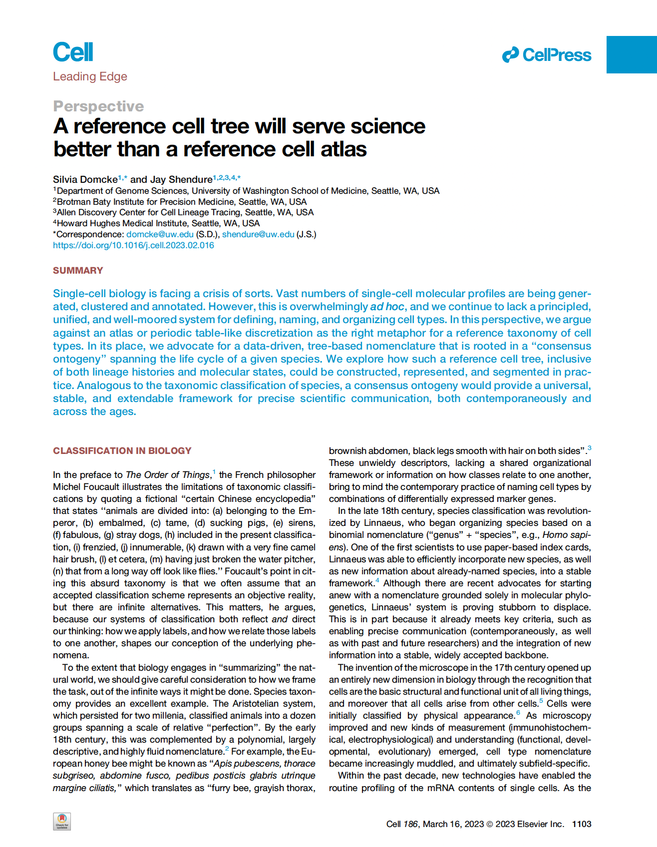A reference cell tree will serve science better than a reference cell atlas