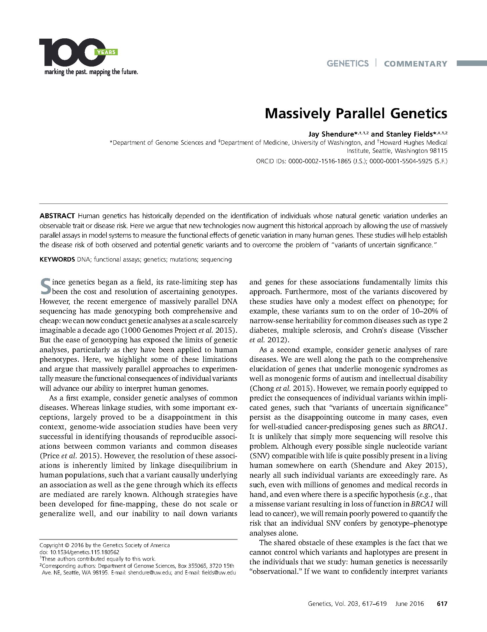 Massively Parallel Genetics