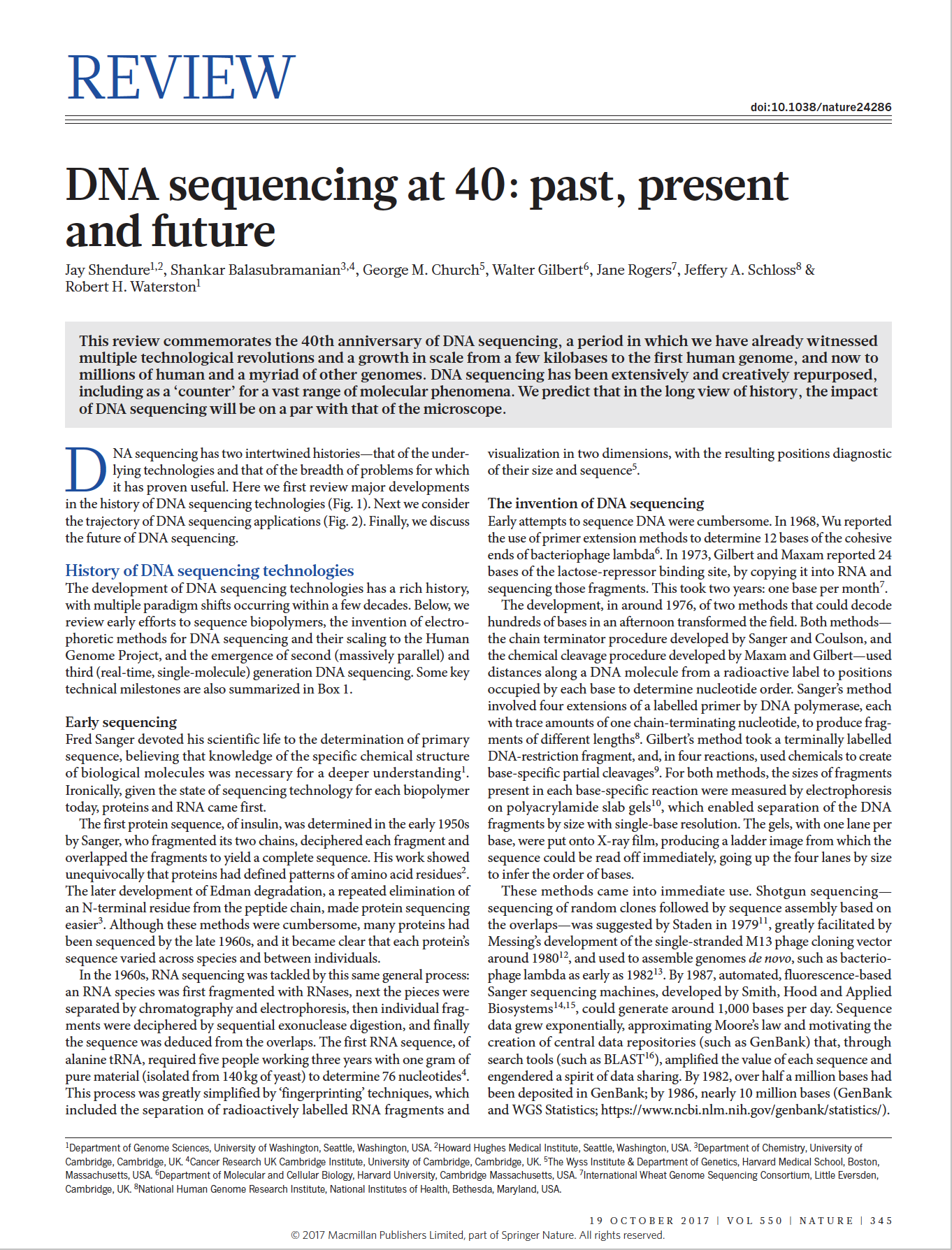 DNA sequencing at 40: past, present and future